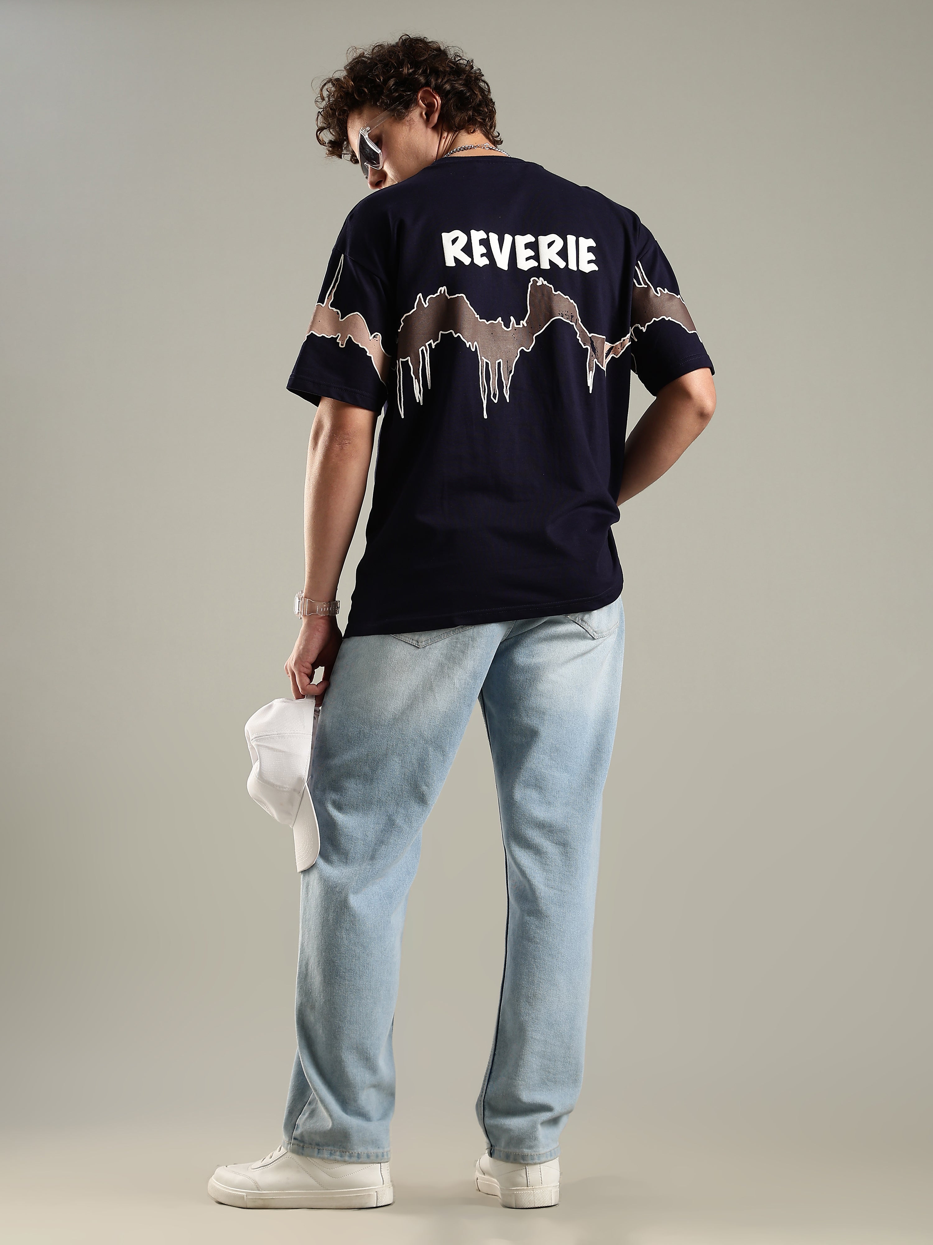 Reverie Navy Blue Puff & Screen Print T-Shirt