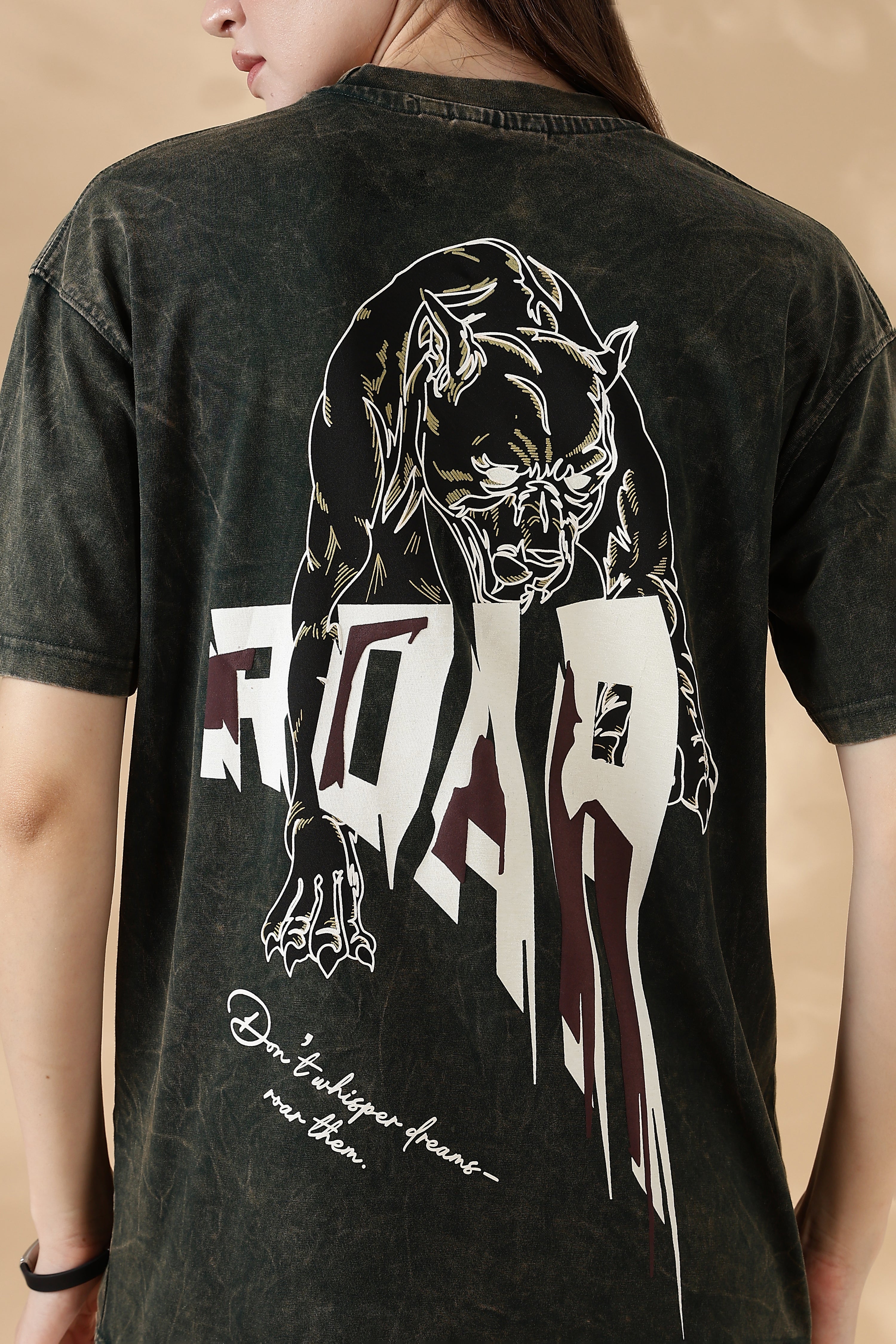 Roar Acid Wash Oversized T-Shirt