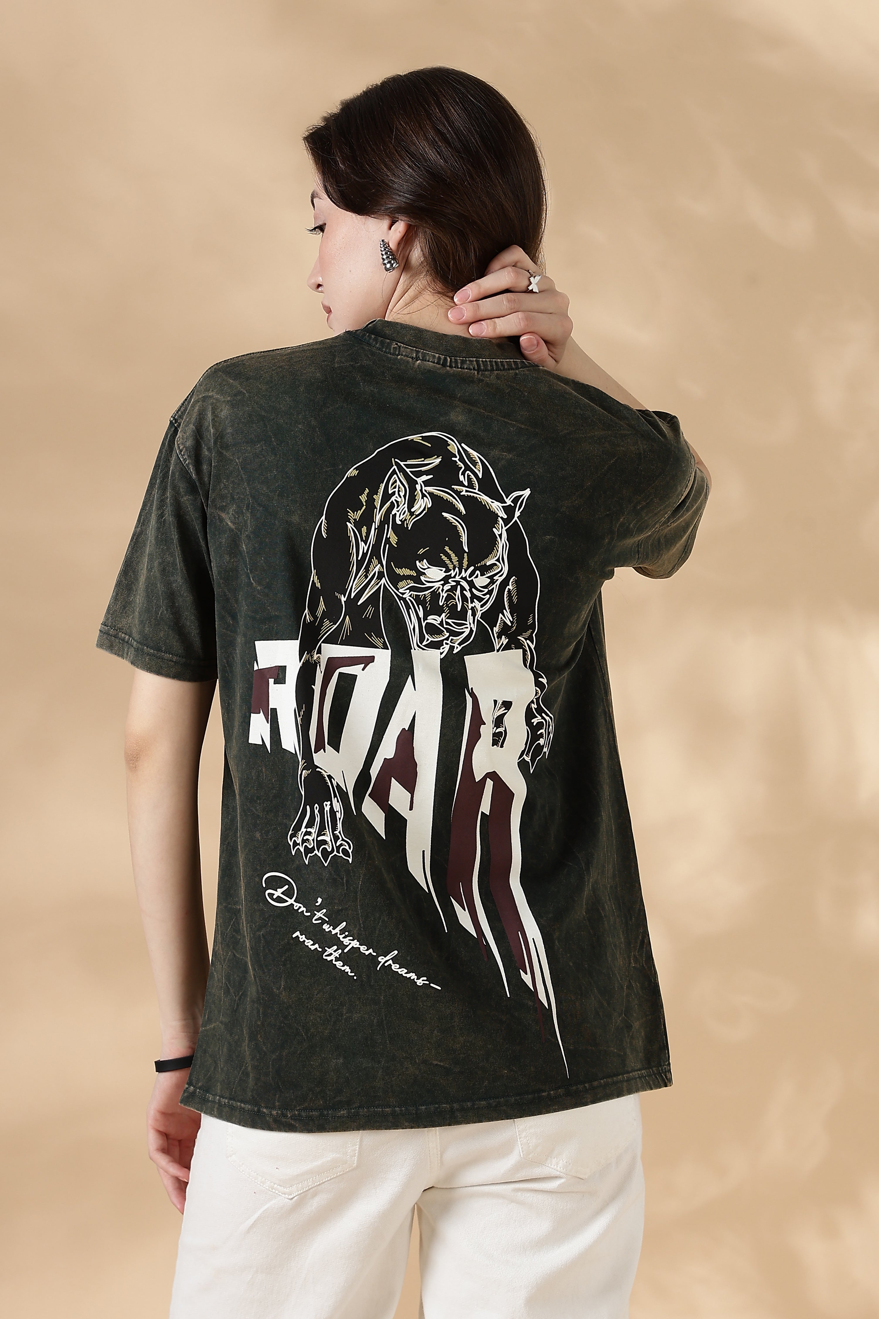 Roar Acid Wash Oversized T-Shirt