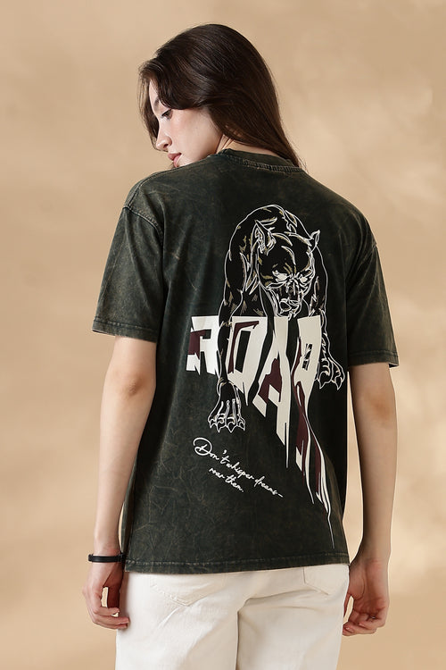 Roar Acid Wash Oversized T-Shirt